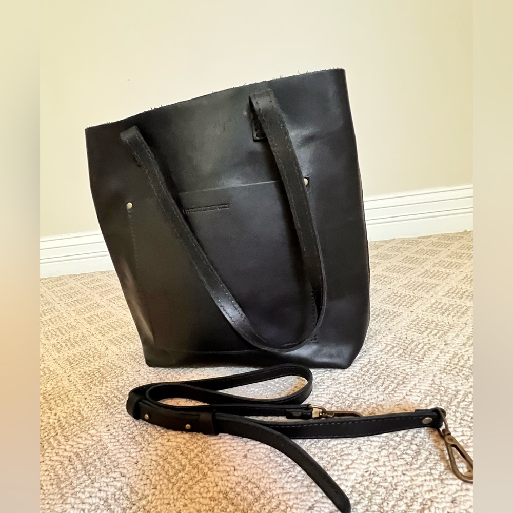 Portland Leather Goods Crossbody Tote in Black